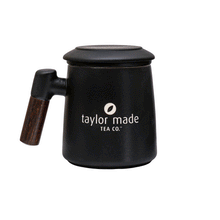 Load image into Gallery viewer, THREE PIECE CERAMIC LOGO INFUSER TEA MUG - BLACK