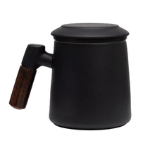 Load image into Gallery viewer, THREE PIECE CERAMIC INFUSER TEA MUG - BLACK