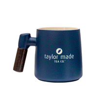 Load image into Gallery viewer, THREE PIECE CERAMIC LOGO INFUSER TEA MUG - MIDNIGHT BLUE