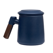 Load image into Gallery viewer, THREE PIECE CERAMIC INFUSER TEA MUG - MIDNIGHT BLUE