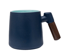 Load image into Gallery viewer, THREE PIECE CERAMIC INFUSER TEA MUG - MIDNIGHT BLUE