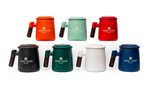 Load image into Gallery viewer, THREE PIECE CERAMIC LOGO INFUSER TEA MUG - ORANGE