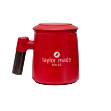 Load image into Gallery viewer, THREE PIECE CERAMIC LOGO INFUSER TEA MUG - RED