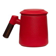 Load image into Gallery viewer, THREE PIECE CERAMIC INFUSER TEA MUG - RED