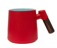 Load image into Gallery viewer, THREE PIECE CERAMIC INFUSER TEA MUG - RED