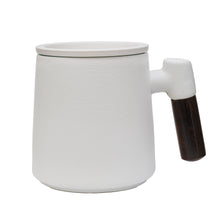 Load image into Gallery viewer, THREE PIECE CERAMIC INFUSER TEA MUG - WHITE
