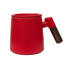 Load image into Gallery viewer, THREE PIECE CERAMIC INFUSER TEA MUG - RED
