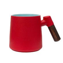 Load image into Gallery viewer, THREE PIECE CERAMIC INFUSER TEA MUG - RED