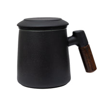 Load image into Gallery viewer, THREE PIECE CERAMIC INFUSER TEA MUG - BLACK