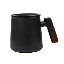 Load image into Gallery viewer, THREE PIECE CERAMIC INFUSER TEA MUG - BLACK
