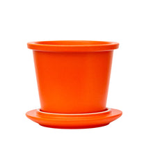 Load image into Gallery viewer, THREE PIECE CERAMIC INFUSER TEA MUG - ORANGE