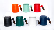 Load image into Gallery viewer, THREE PIECE CERAMIC INFUSER TEA MUG - ORANGE