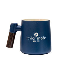 Load image into Gallery viewer, THREE PIECE CERAMIC LOGO INFUSER TEA MUG - MIDNIGHT BLUE
