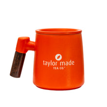 Load image into Gallery viewer, THREE PIECE CERAMIC LOGO INFUSER TEA MUG - ORANGE