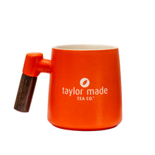 Load image into Gallery viewer, THREE PIECE CERAMIC LOGO INFUSER TEA MUG - ORANGE