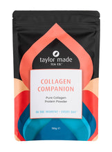 Load image into Gallery viewer, Collagen Companion collagen peptide powder 150g. Collagen protein powder. Collagen peptides. Collagen beauty. Bovine collagen peptides. Contemporary pink and blue design scheme.