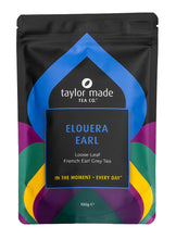 Load image into Gallery viewer, Elouera Earl loose leaf French Earl Grey tea 100g. Organic black tea. Organic French Earl Grey tea. Fragrant black tea. High quality Earl Grey. Contemporary blue design scheme.