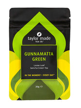 Load image into Gallery viewer, Gunnamatta Green loose leaf sencha green tea stand up pouch. Green tea. Organic green tea. Sencha green tea. High quality green tea. Sencha loose leaf tea. Contemporary green colour scheme. 20g Discoevery pack.