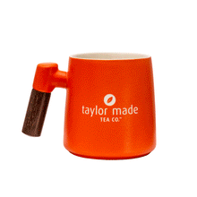 Load image into Gallery viewer, THREE PIECE CERAMIC LOGO INFUSER TEA MUG - ORANGE
