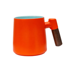 Load image into Gallery viewer, THREE PIECE CERAMIC INFUSER TEA MUG - ORANGE
