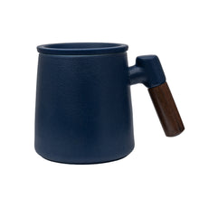 Load image into Gallery viewer, THREE PIECE CERAMIC INFUSER TEA MUG - MIDNIGHT BLUE
