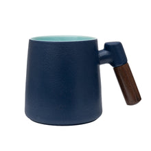 Load image into Gallery viewer, THREE PIECE CERAMIC INFUSER TEA MUG - MIDNIGHT BLUE
