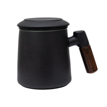 Load image into Gallery viewer, THREE PIECE CERAMIC INFUSER TEA MUG - BLACK
