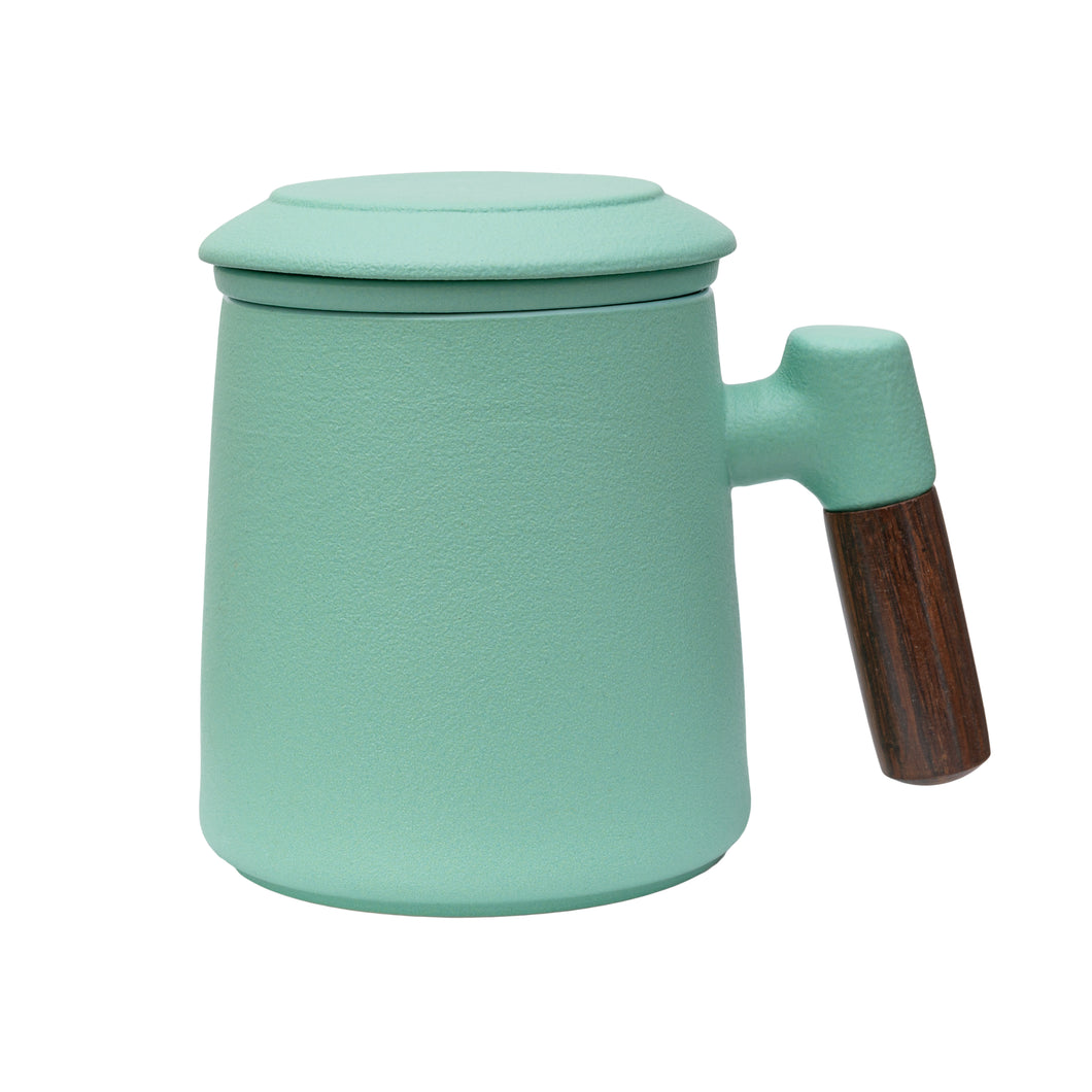 THREE PIECE CERAMIC INFUSER TEA MUG - MINT