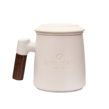 Load image into Gallery viewer, THREE PIECE CERAMIC INFUSER TEA MUG - WHITE
