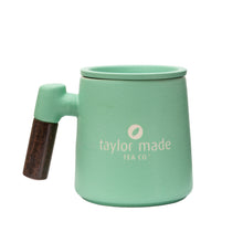 Load image into Gallery viewer, THREE PIECE CERAMIC LOGO INFUSER TEA MUG - MINT

