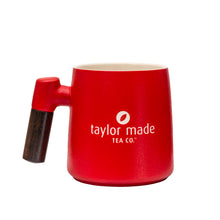Load image into Gallery viewer, THREE PIECE CERAMIC LOGO INFUSER TEA MUG - RED
