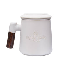 Load image into Gallery viewer, THREE PIECE CERAMIC INFUSER TEA MUG - WHITE
