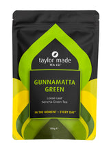 Load image into Gallery viewer, Gunnamatta Green loose leaf sencha green tea stand up pouch. Green tea. Organic green tea. Sencha green tea. High quality green tea. Sencha loose leaf tea. Contemporary green colour scheme. 100g pack.
