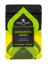 Load image into Gallery viewer, Gunnamatta Green loose leaf sencha green tea stand up pouch. Green tea. Organic green tea. Sencha green tea. High quality green tea. Sencha loose leaf tea. Contemporary green colour scheme. 20g Discoevery pack.
